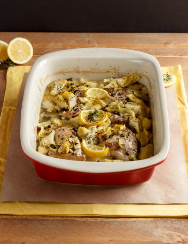 Baked Lemon Artichoke Chicken Piccata