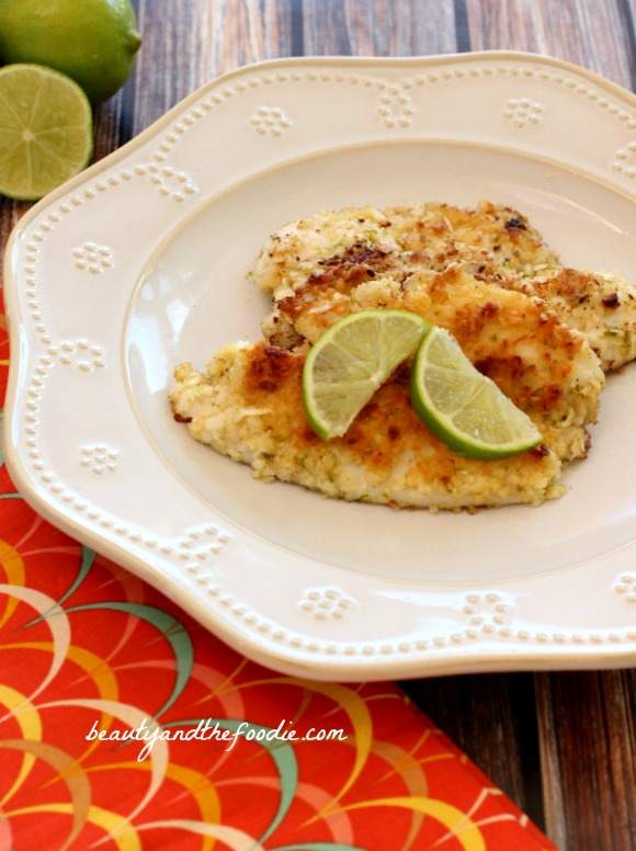 Garlic Lime Fillet of Fish with garlic lime butter. grain free, paleo and low carb / beautyandthefoodie.com
