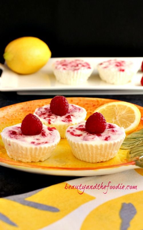 Lemon Raspberry no bake Cheesecake Bites, crust free, primal and low carb/ beautyandthefoodie.com