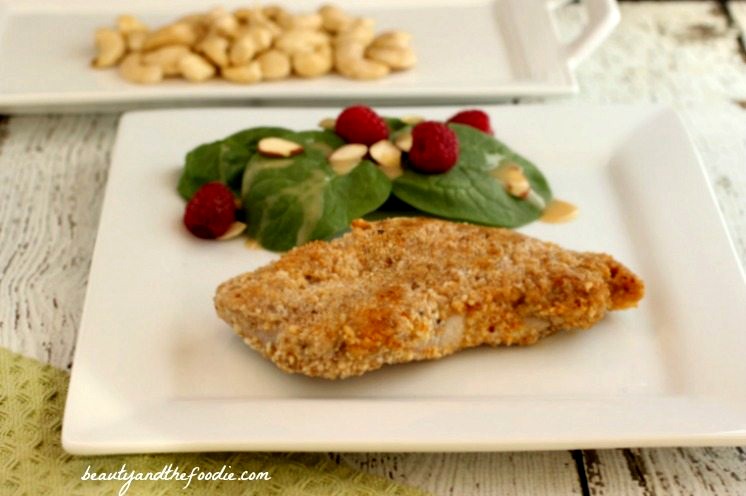 Garlic Cashew Crusted Pork Chops, grain free and low carb. beautyandthefoodie.com