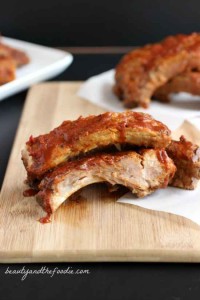 Crock Pot Pork Ribs with Killer Barbecue Sauce, paleo and low carb. beautyandthefoodie.com