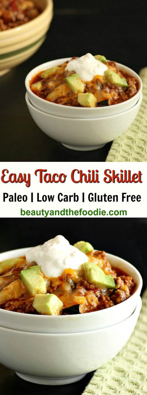 Easy Chili Faux Mac Skillet - Beauty and the Foodie