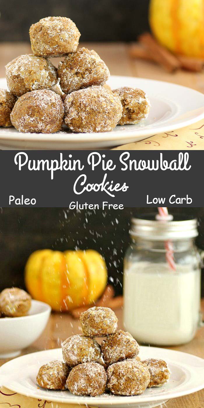 Pumpkin Pie Snowball Cookies  are  paleo, gluten free and low carb. Oh, so very yummy!!