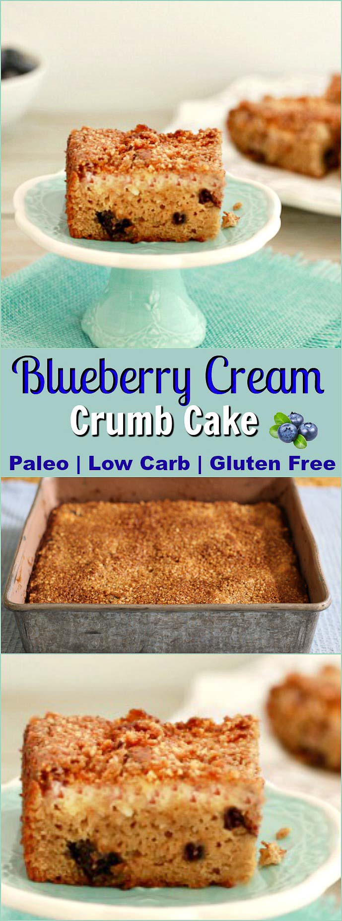Blueberry Cream Crumb Cake- pin image
