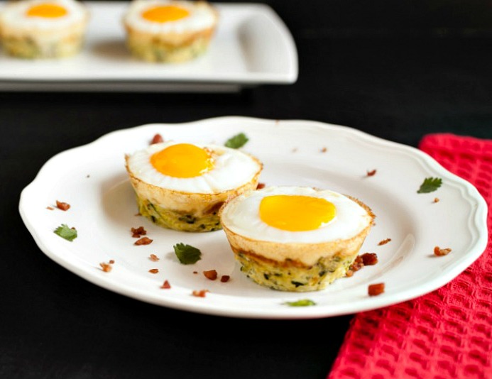 Egg Bacon Zucchini Nests Paleo, Low Carb & Gluten Free.