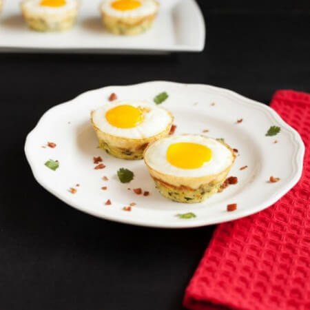 Egg Bacon Zucchini Nests, grain free, low carb and paleo