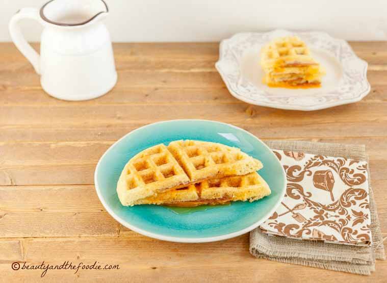 Low Carb Ham and Cheese Stuffed Waffles, grain free, gluten free and low carb