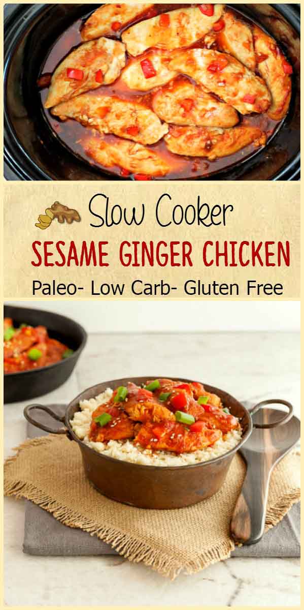 Slow Cooker Sesame Ginger Chicken, paleo and low carb