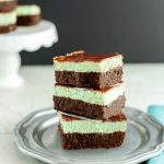 Cream Mint Brownie Bars- Low Carb,, gluten free fudge brownies with a creamy mint and chocolate ganache layer