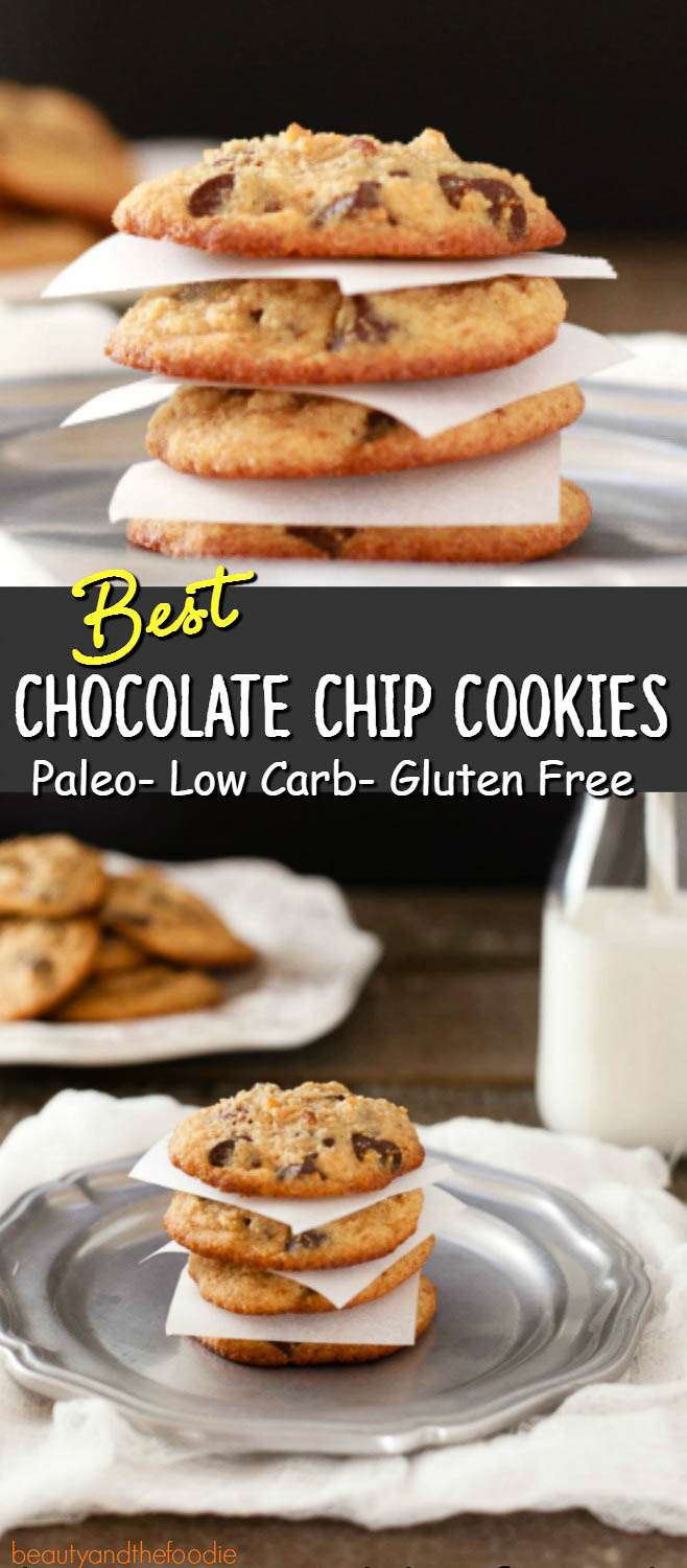 Best Chocolate Chip Cookies Paleo & Low Carb - Super tasty grain free cookies with a sugar free option.