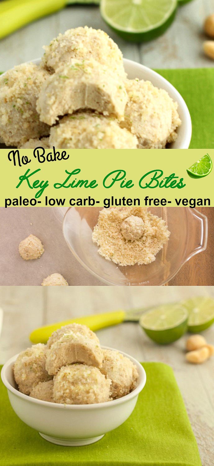 No Bake Key Lime Pie Bites- Paleo, low carb, keto, dairy free, vegan, simple and super tasty!