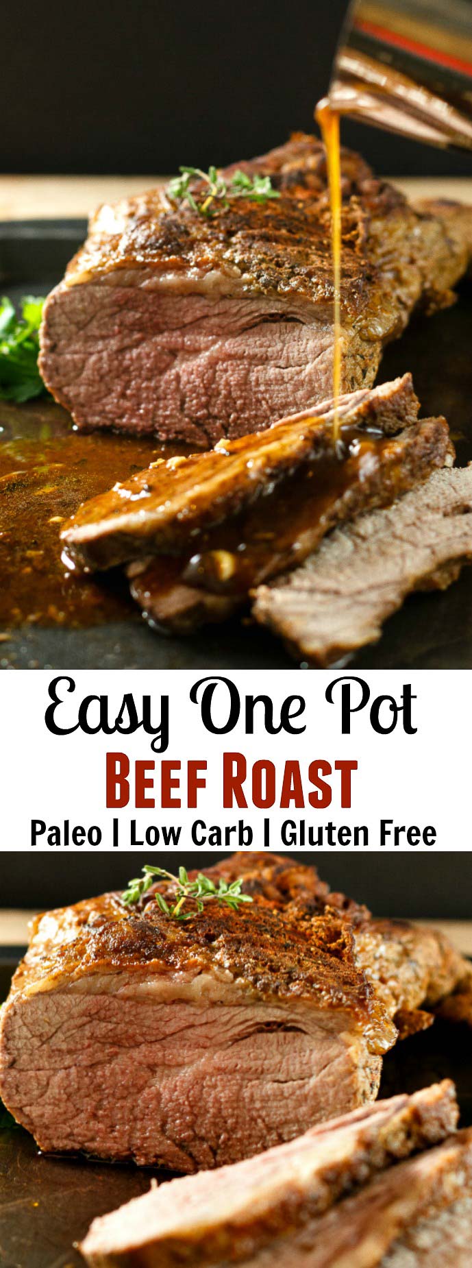Easy One Pot Beef Roast with Wine Sauce- Low Carb Paleo- 