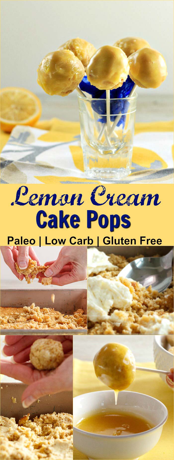 Lemon Cream Cake Pops Low Carb & Paleo