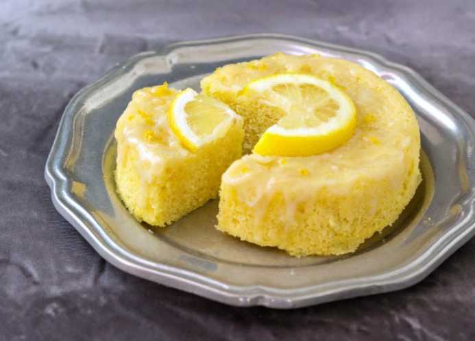3 Minute Lemon Poke Cake Low Carb & Paleo.