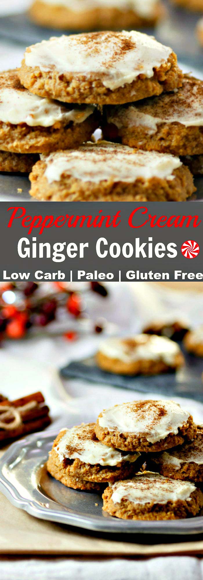 Peppermint Cream Ginger Cookies Low Carb & Paleo