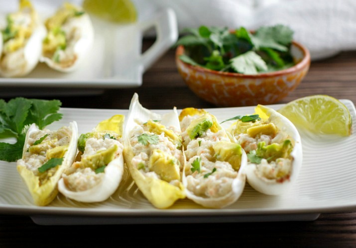 Shrimp Salsa Verde Salad Boats are paleo , low carb, shrimp salsa verde salad in endive boats. 