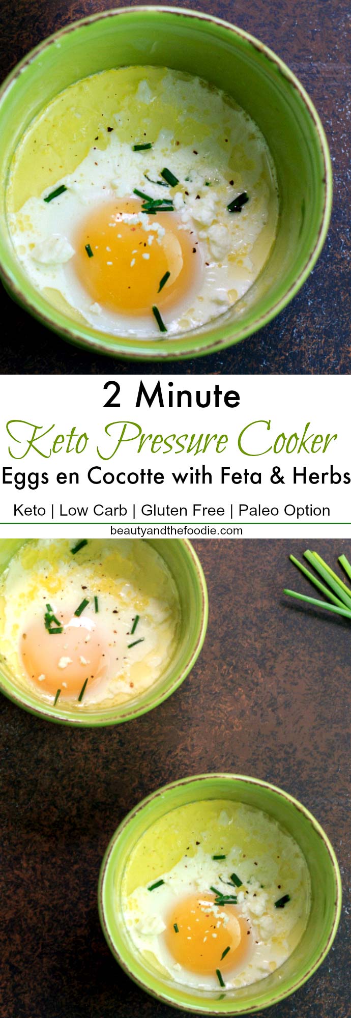2-Minute Pressure Cooker Keto Eggs en Cocotte Feta and Herbs