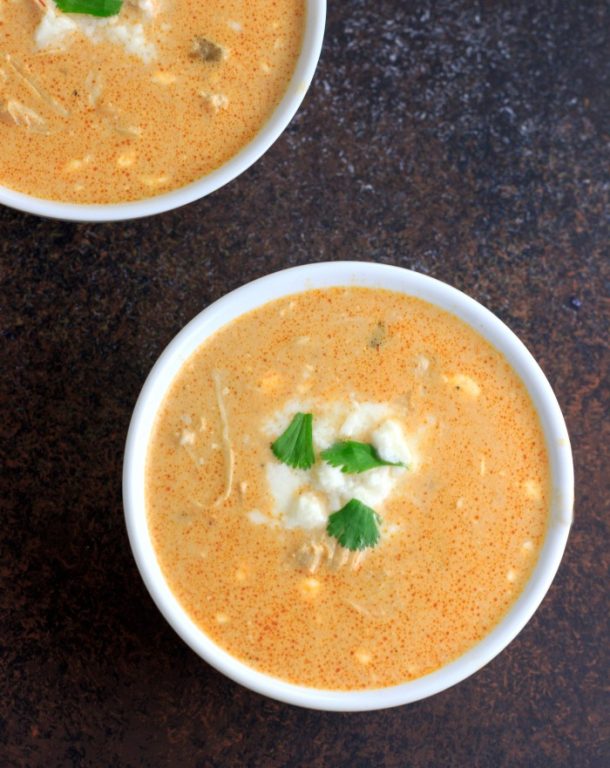 Low Carb Instant Pot Chicken Salsa Queso Soup Beauty and the Foodie