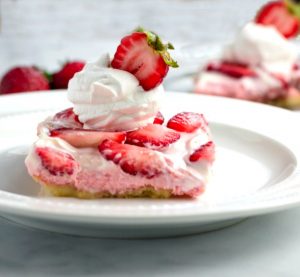 Keto Strawberry Cream Pie Bars- Keto, low carb, and gluten free.