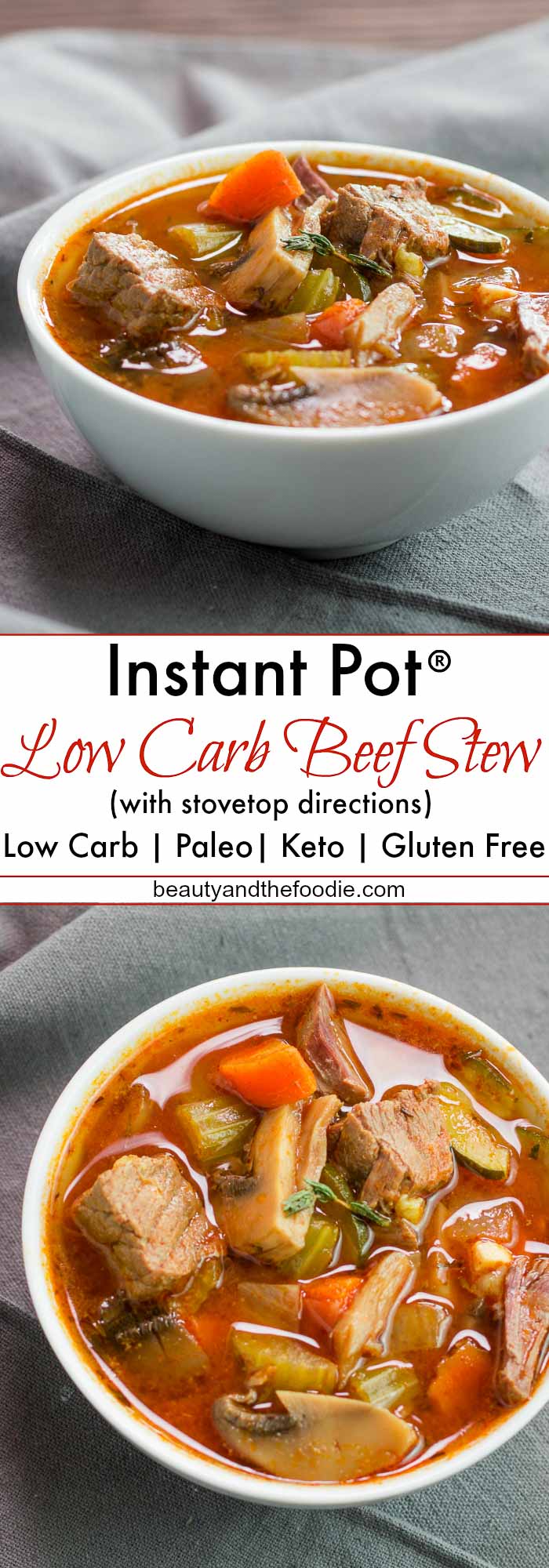 Low Carb Instant Pot or Stovetop Hearty Beef Stew