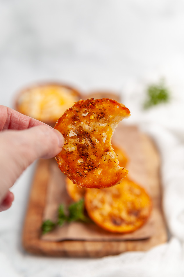 Keto Nacho Cheese Crisps- low carb chip alternative with nacho spices
