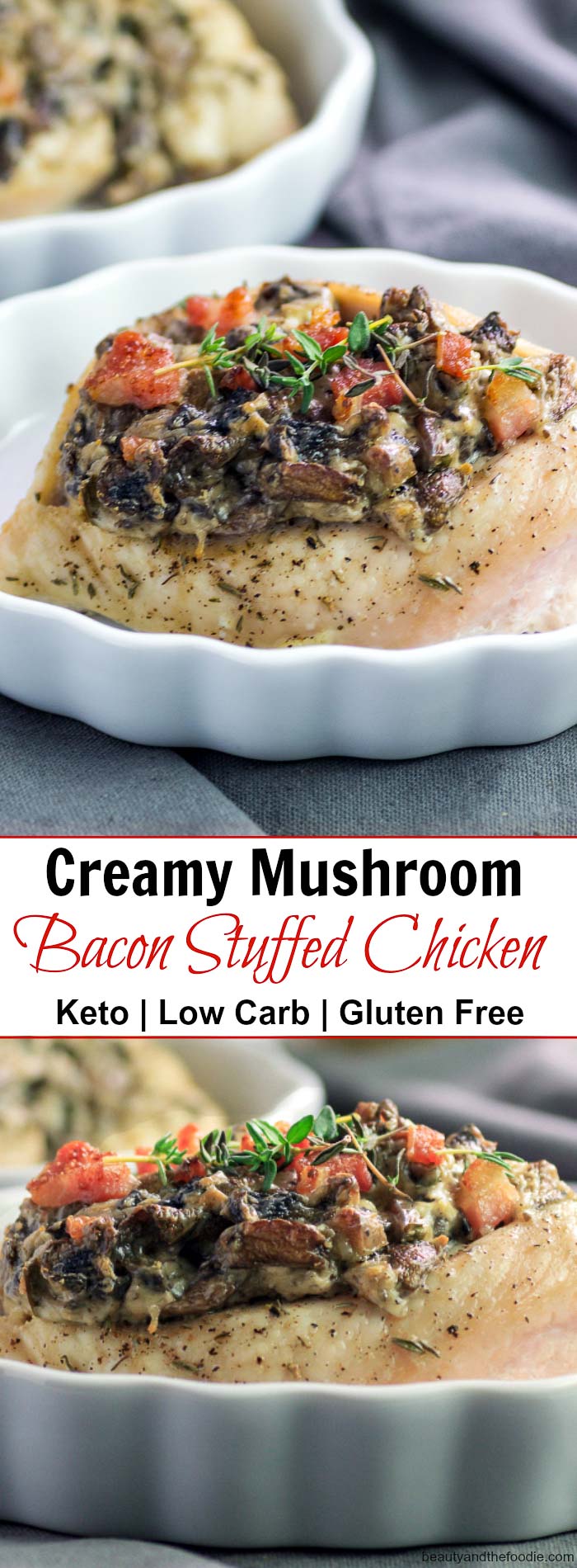 Creamy Mushroom Bacon Stuffed Chicken- Low Carb, Keto, And Gluten Free