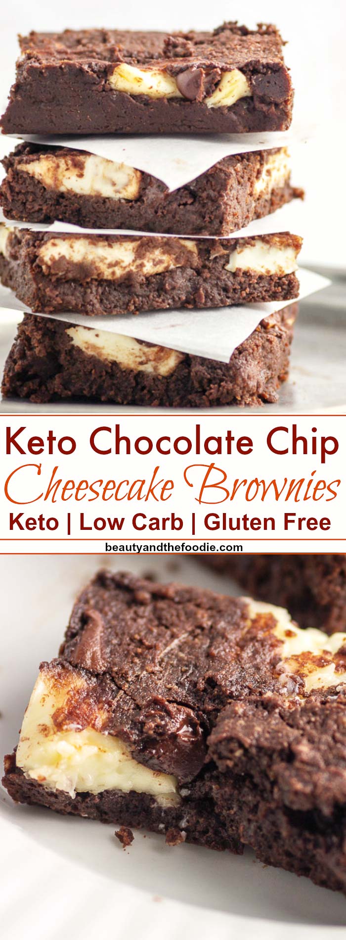 Keto Chocolate Chip Cheesecake Brownies - Low Carb & Gluten-Free