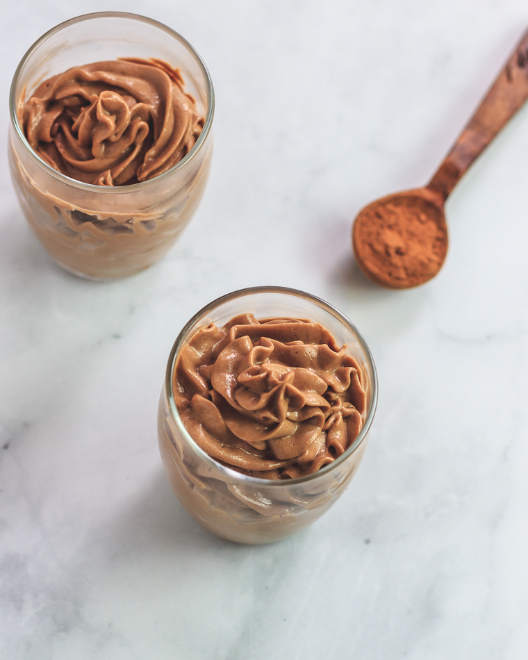 Two Keto Chocolate Peanut Butter Mousse cups