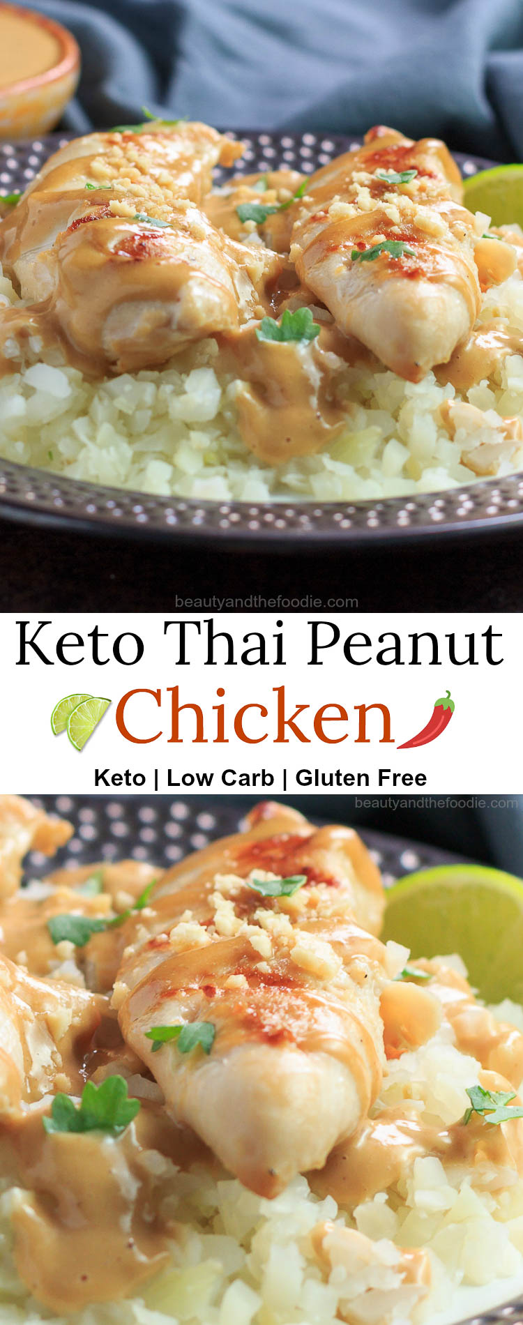 Keto Thai Peanut Chicken- keto , low carb with paleo & nut free option.