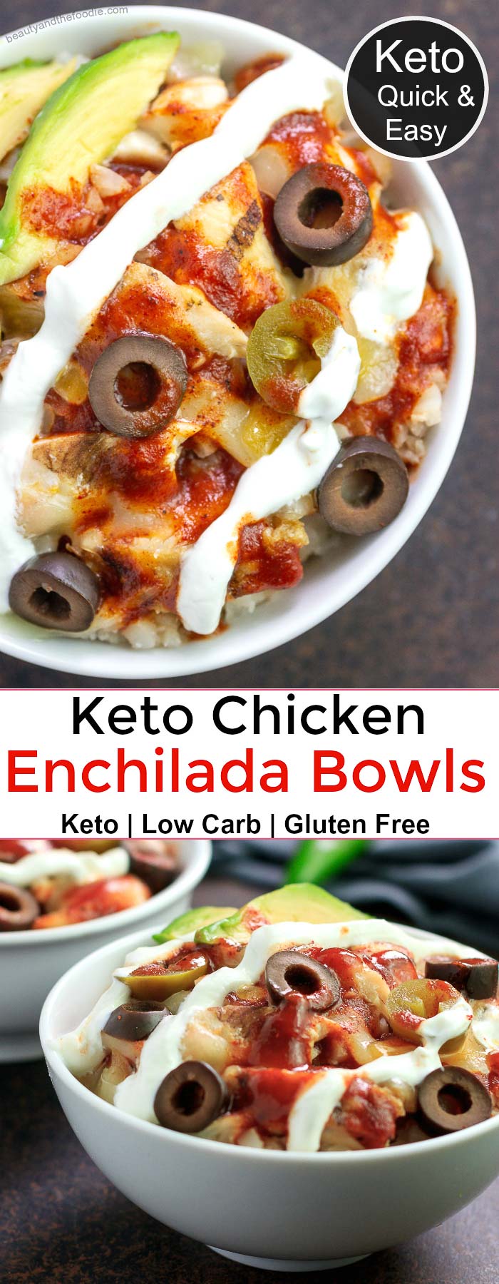 Keto Chicken Enchilada Bowls- low carb & gluten free