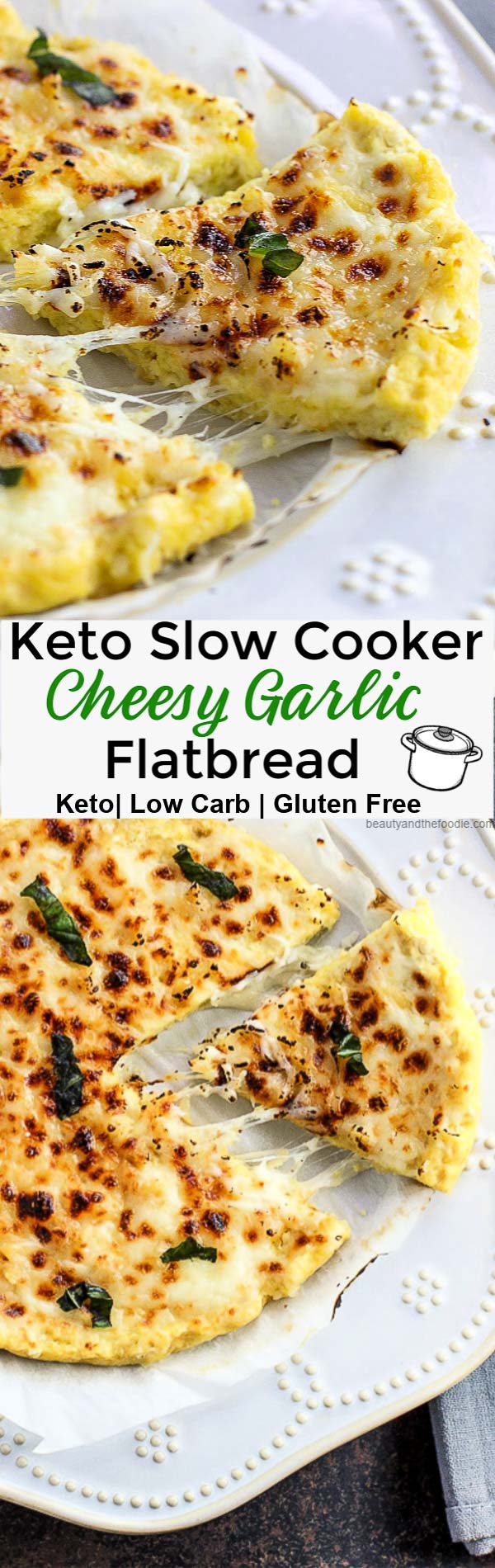 Keto Slow Cooker Cheesy Garlic Flatbread