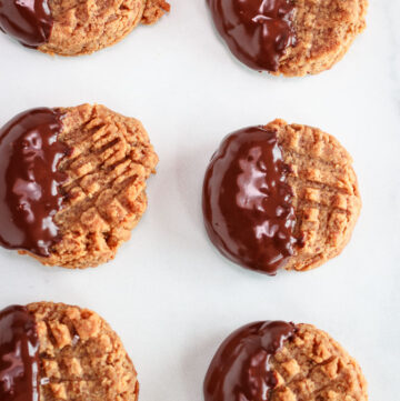 Chocolate dipped peanut butter cookies keto