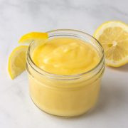 A jar of low carb lemon curd.