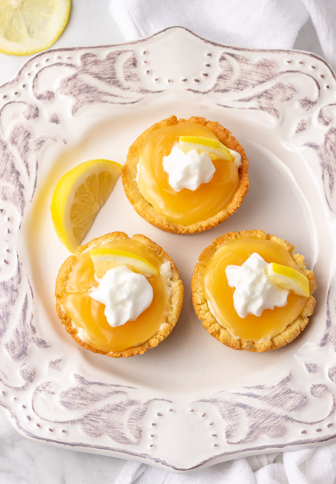 keto lemon cream tarts with whipped cream