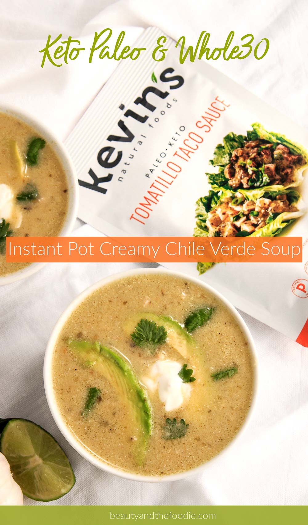 a creamy chile verde soup made in the Instant Pot.