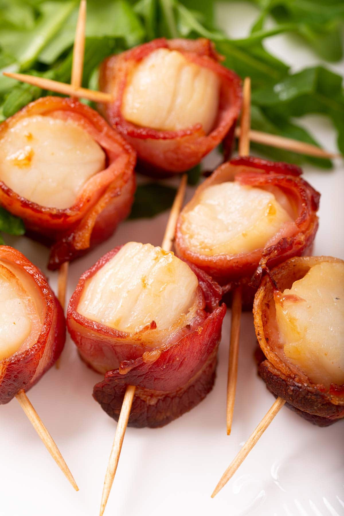 Scallops wrapped in bacon and cooked in the air fryer.