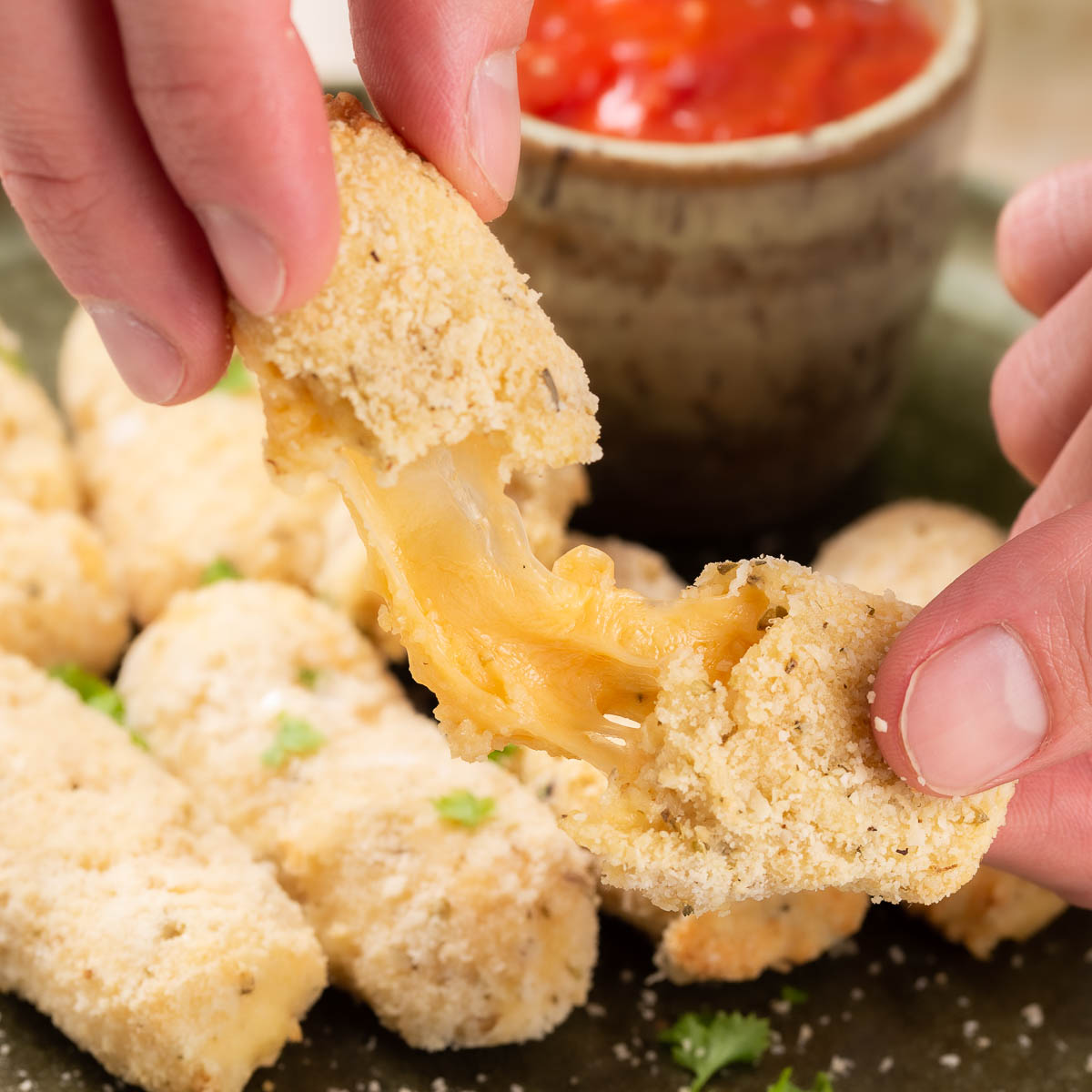 Keto Air Fryer Mozzarella Sticks Beauty and the Foodie