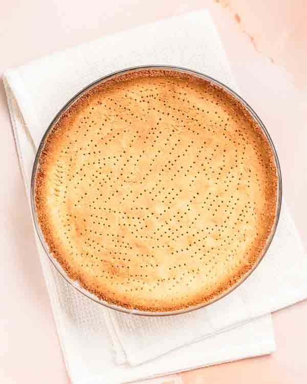 Blind baking the pie crust.