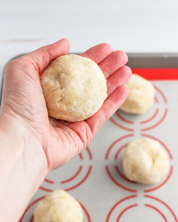 Forming dough balls.