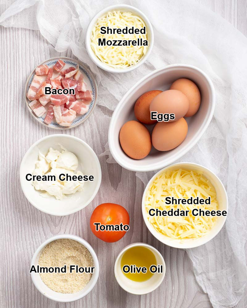 Keto Breakfast  Pizza Ingredients.