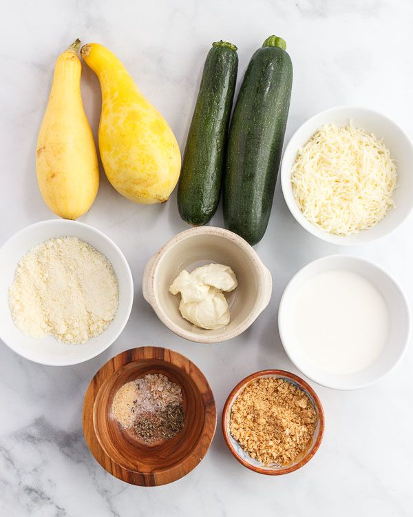 Ingredients for making keto squash au gratin.