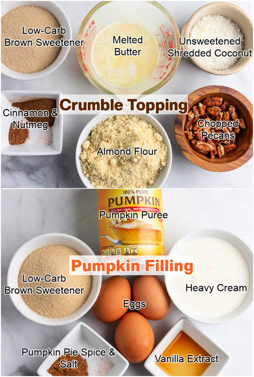 Ingredients for making keto pumpkin crisp.
