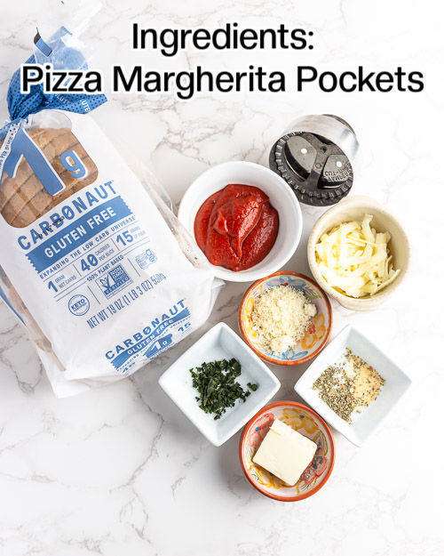 The ingredients to make Pizza Margherita Pockets.