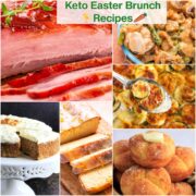 A photo collage of low-carb, keto Easter brunch recipes.