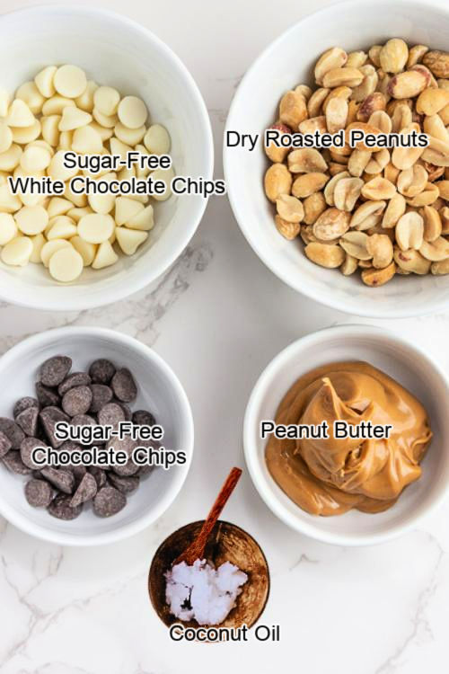 Ingredients to make Snicker Keto fat Bombs.