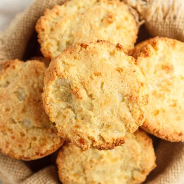 Cottage Cheese Biscuits in a basket.