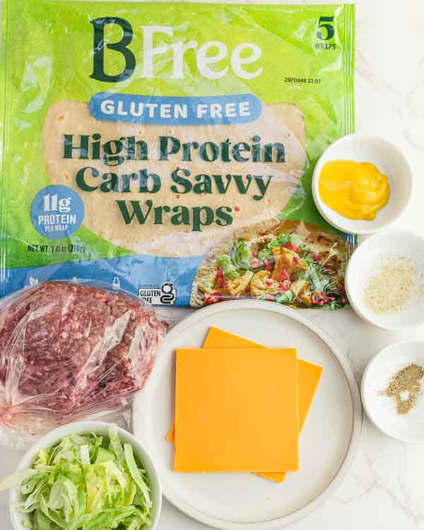Ingredients to make keto smash burger tacos.