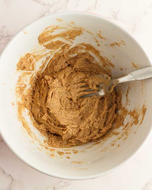 Mixing the dough.