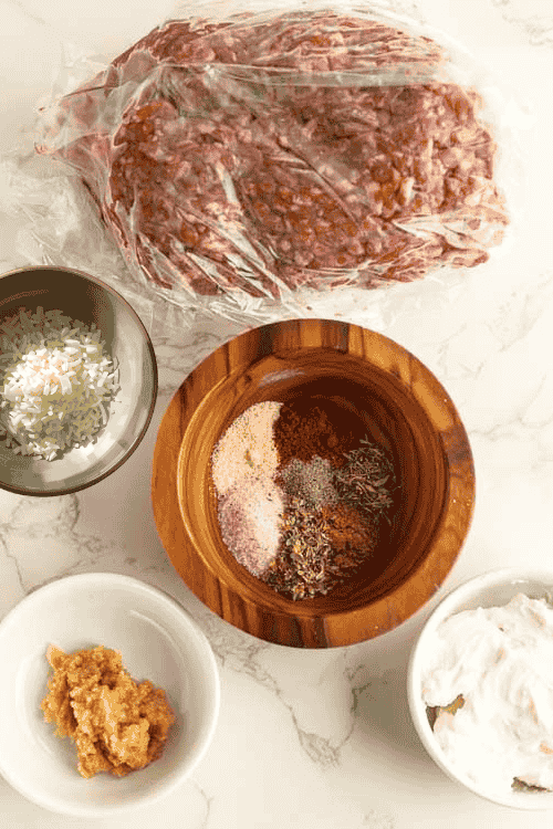 Gyro ingredients with onion