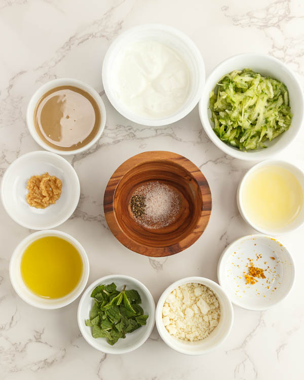  Ingredients for making Homemade Tzatziki Sauce.